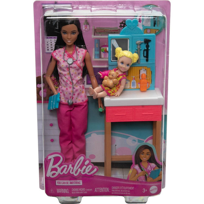 Barbie Pediatrician Doll and Doctor Playset with Accessories, Pink Scrubs