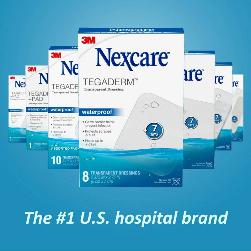 Nexcare Tegaderm Waterproof Transparent Dressing Bandage - 2-3/8 in x 2 3/4 in - 8ct.