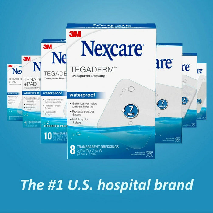 Nexcare Tegaderm Waterproof Transparent Dressing Bandage - 2-3/8 in x 2 3/4 in - 8ct.
