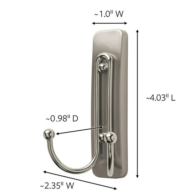 Command Bath Double Wall Hook Metal Satin