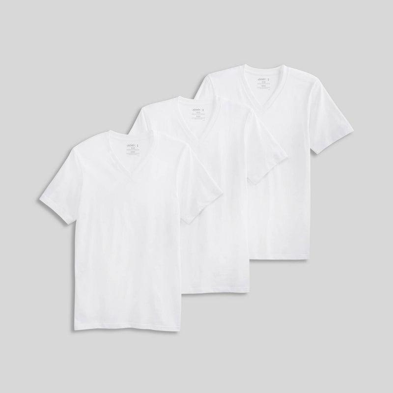Jockey Generation Men's Stay New Cotton 3pk V-Neck T-Shirt - White M