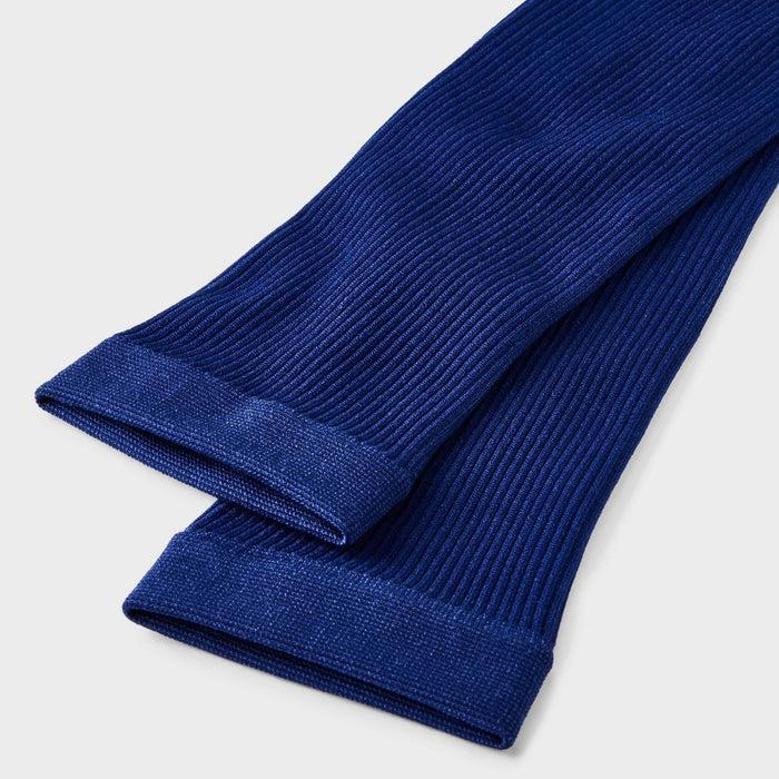 Girls' Fleece Ribbed Footless Tights - Cat & Jack Navy Blue L