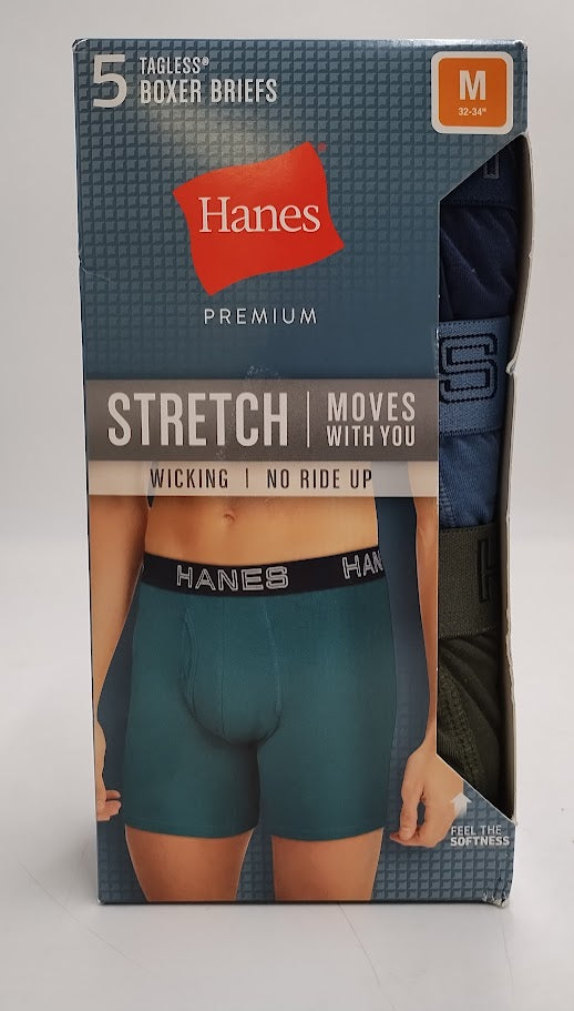 Hanes Premium Men's 5pk Boxer Briefs - Blue/Maroon/Orange M