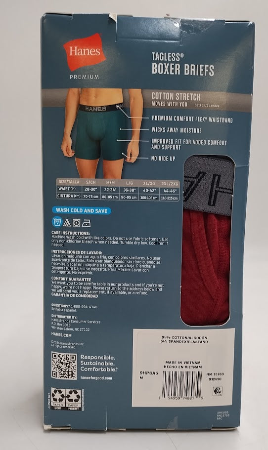 Hanes Premium Men's 5pk Boxer Briefs - Blue/Maroon/Orange M