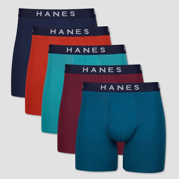 Hanes Premium Men's 5pk Boxer Briefs - Blue/Maroon/Orange M