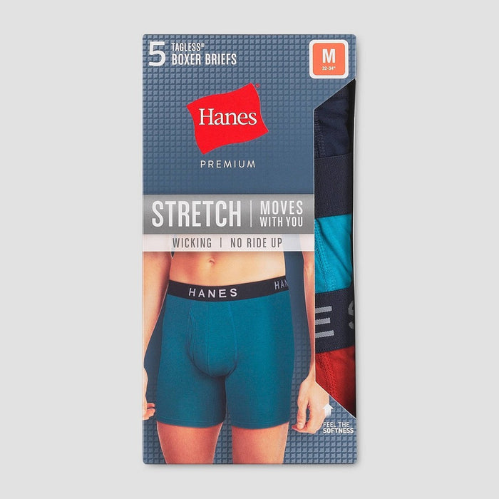 Hanes Premium Men's 5pk Boxer Briefs - Blue/Maroon/Orange M