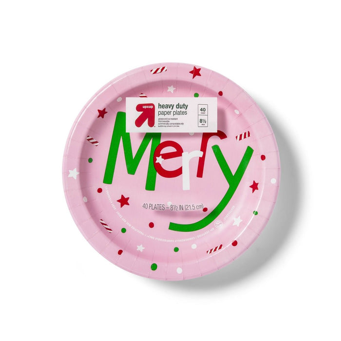 Holiday Disposable Dinnerware Plate 8.5" - Merry - 40ct - up & up