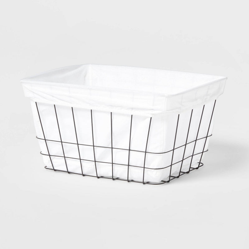 Metal Wire Laundry Basket with Fabric Liner - Brightroom