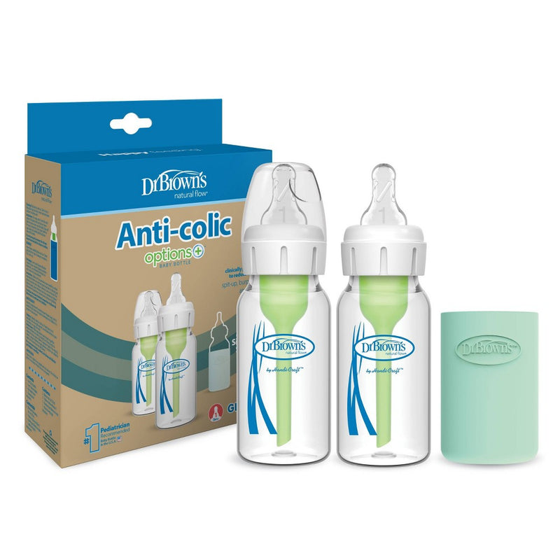 Dr. Brown's Anti-Colic Options+ Glass Baby Bottle - 4oz/2pk