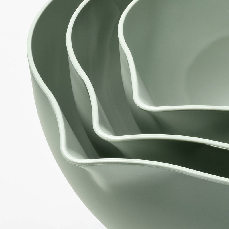 3pc Plastic Mixing Bowl Set with Pour Spots (no lids) Green - Figmint