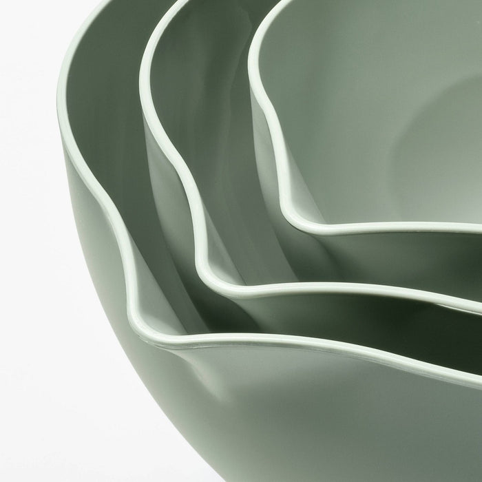 3pc Plastic Mixing Bowl Set with Pour Spots (no lids) Green - Figmint