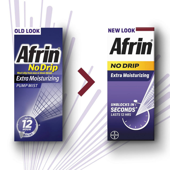 Afrin Nasal Spray No Drip Extra Moisturizing Nasal Congestion Relief Pump Mist - 0.5 fl oz