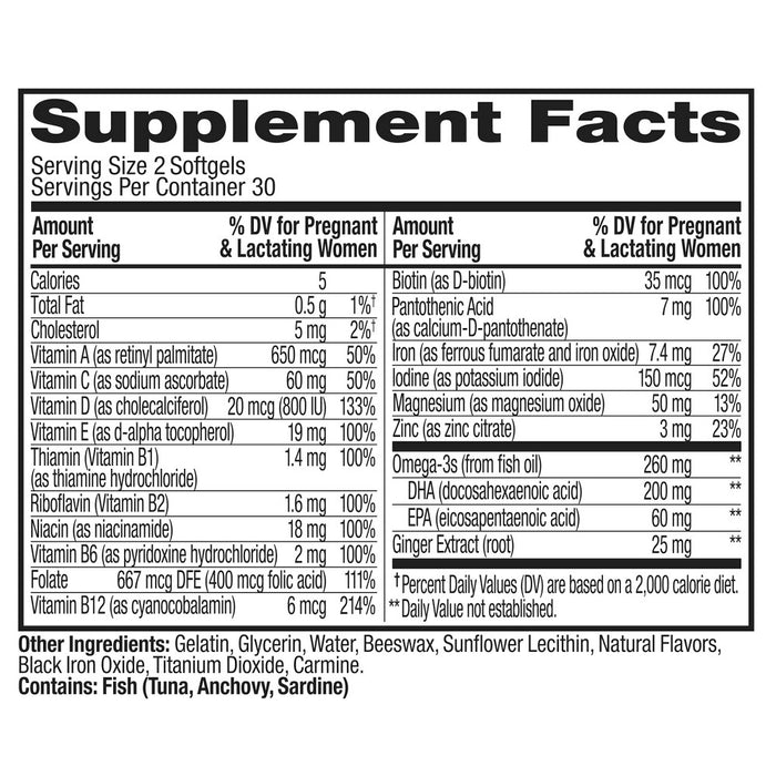 OLLY Ultra Strength Prenatal Multivitamin Softgels with Folic Acid + DHA - 60ct