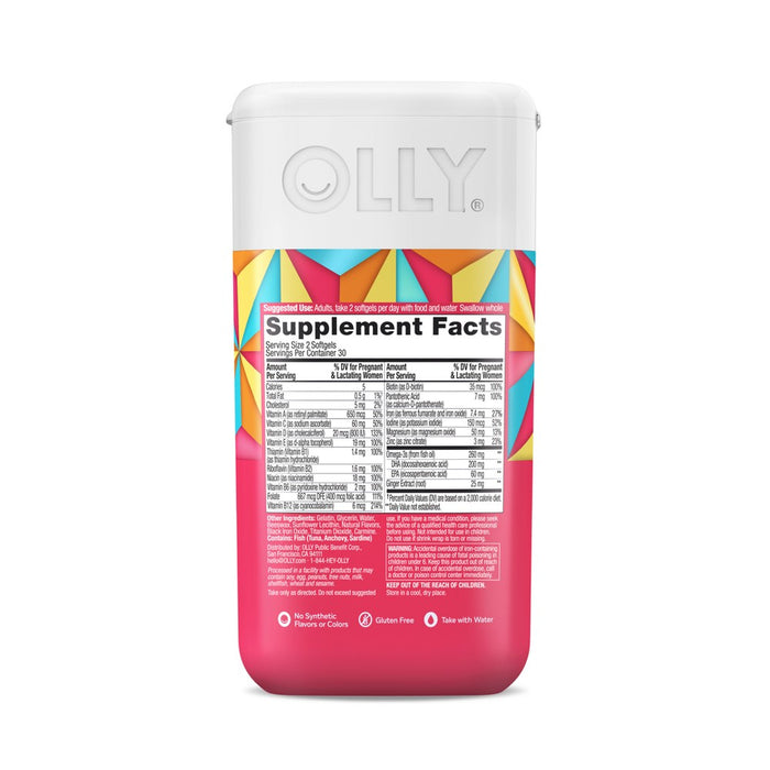 OLLY Ultra Strength Prenatal Multivitamin Softgels with Folic Acid + DHA - 60ct