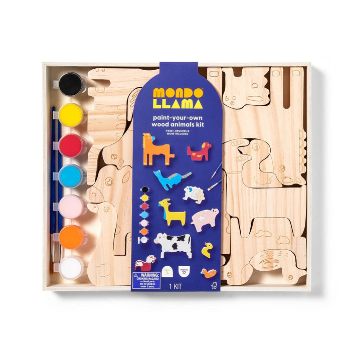 Paint-Your-Own Wood Animals Kit - Mondo Llama