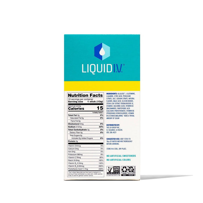 Liquid I.V. Sugar Free Hydration Multiplier Vegan Powder Electrolyte Supplements - White Peach - 0.45oz /10ct