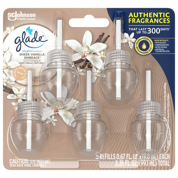 Glade PlugIns Scented Oil Air Freshener - Sheer Vanilla Embrace - 3.35oz/5pk
