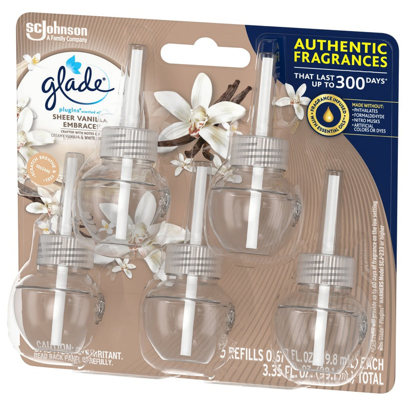 Glade PlugIns Scented Oil Air Freshener - Sheer Vanilla Embrace - 3.35oz/5pk