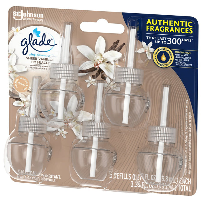 Glade PlugIns Scented Oil Air Freshener - Sheer Vanilla Embrace - 3.35oz/5pk