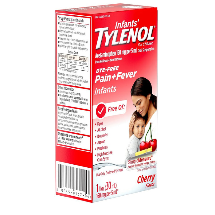 Tylenol Infant Dye-Free General Pain Reliever - Cherry - 1 fl oz