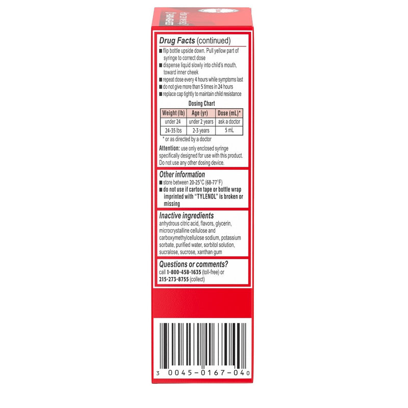 Tylenol Infant Dye-Free General Pain Reliever - Cherry - 1 fl oz