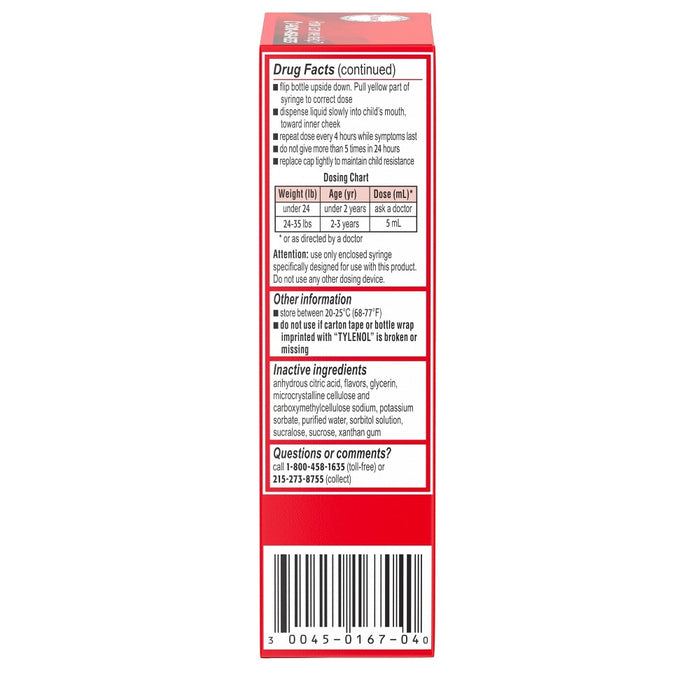 Tylenol Infant Dye-Free General Pain Reliever - Cherry - 1 fl oz