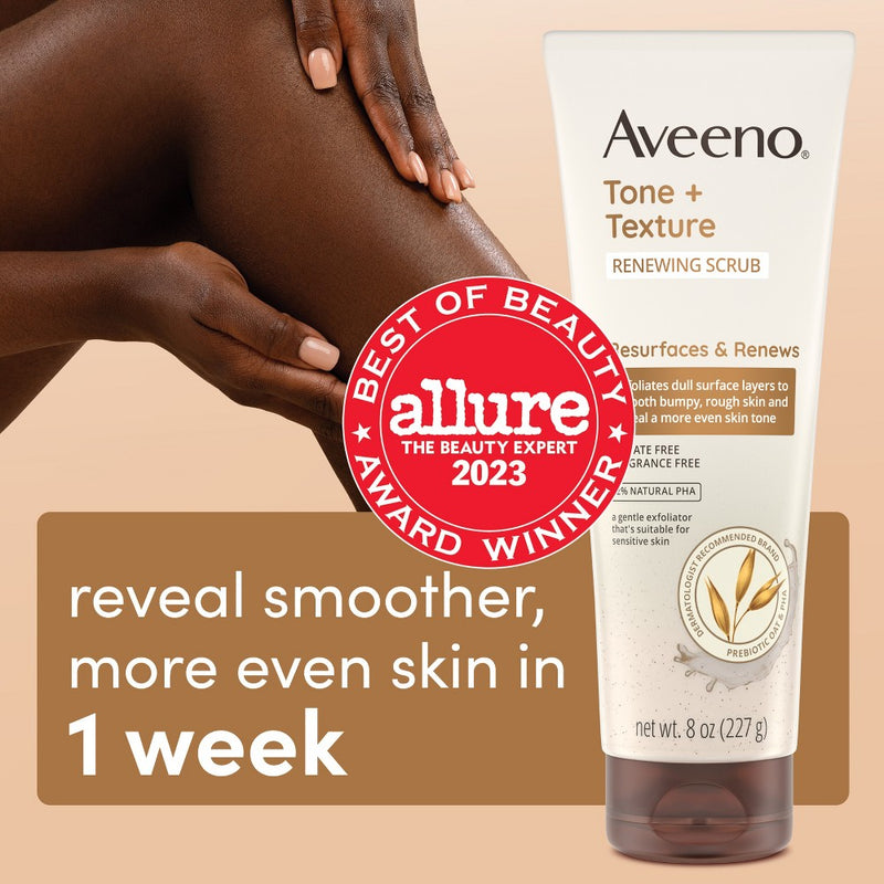 Aveeno Tone + Texture Renewing Fragrance-Free Body Scrub - 8oz