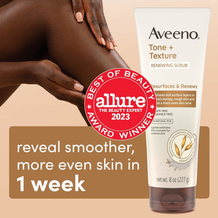Aveeno Tone + Texture Renewing Fragrance-Free Body Scrub - 8oz