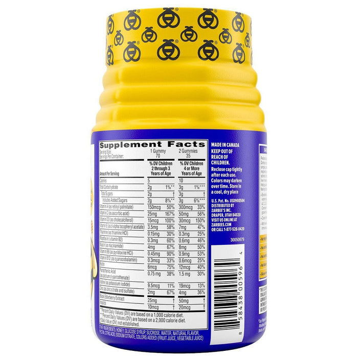 Zarbee's Kid's Complete Multivitamin + Immune Support Gummies, 13 Essential Vitamins - Berry -70ct