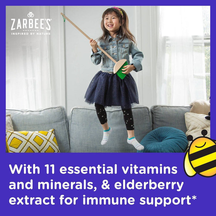 Zarbee's Kid's Complete Multivitamin + Immune Support Gummies, 13 Essential Vitamins - Berry -70ct