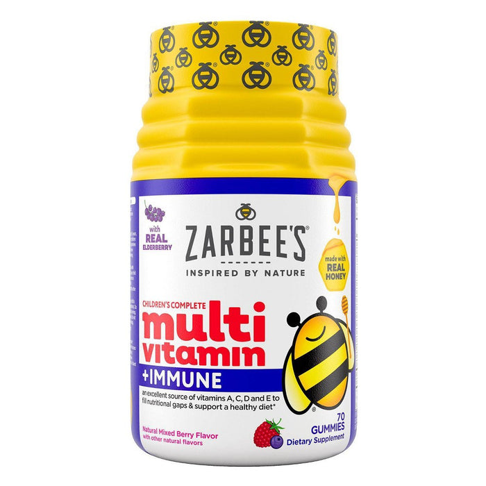 Zarbee's Kid's Complete Multivitamin + Immune Support Gummies, 13 Essential Vitamins - Berry -70ct