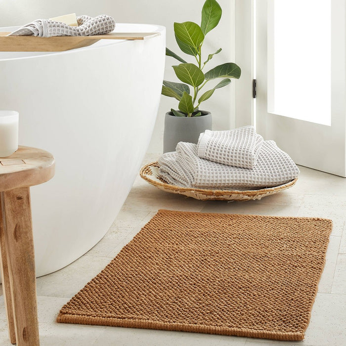 21"x34" Textured Bath Mat Warm Brown - Casaluna