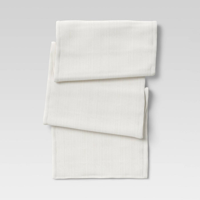72" x 14" Cotton Solid Table Runner White - Threshold