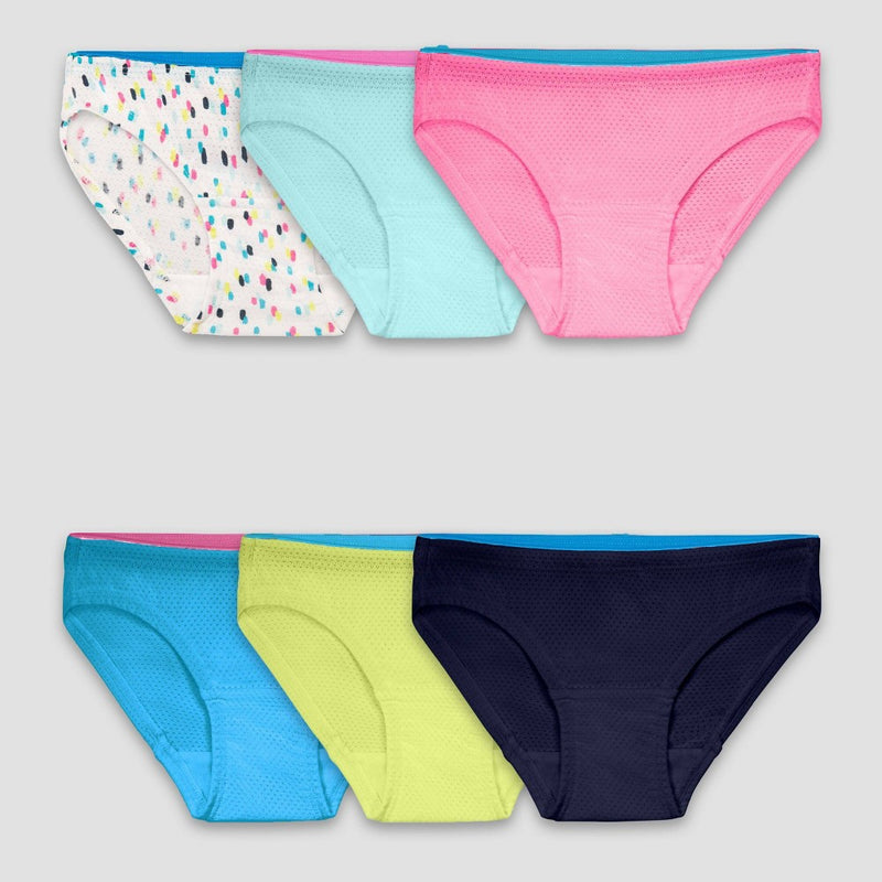 Fruit of the Loom Breathable Girls' 6pk Micro-Mesh Bikini - Colors May Vary 6