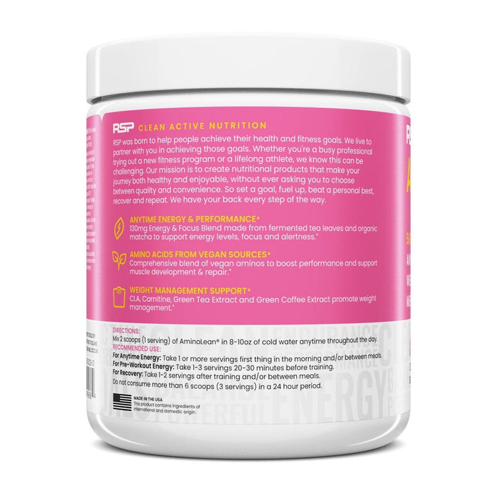 RSP Nutrition AminoLean Pre Workout Powder - Pink Lemonade - 250gms