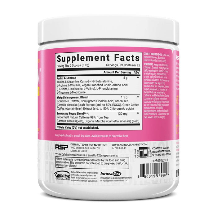RSP Nutrition AminoLean Pre Workout Powder - Pink Lemonade - 250gms