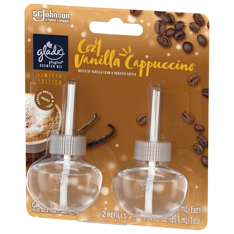 Glade PlugIns Scented Oil Air Freshener - Cozy Vanilla Cappuccino Refill - 1.34oz/2pk