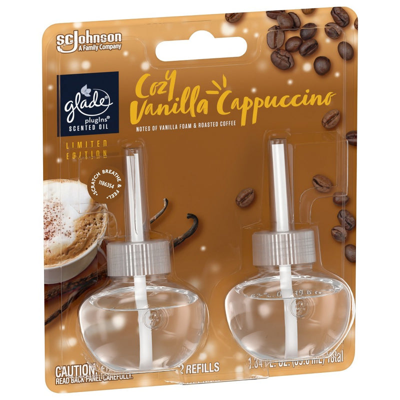 Glade PlugIns Scented Oil Air Freshener - Cozy Vanilla Cappuccino Refill - 1.34oz/2pk