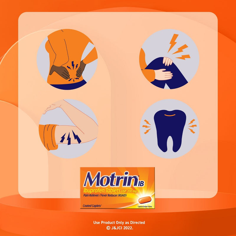 Motrin IB Pain Reliever & Fever Reducer Tablets - Ibuprofen (NSAID) - 100ct EXP: 08/2027