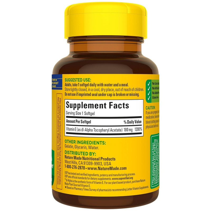 Nature Made Vitamin E 180mg (400 IU) dl-Alpha for Antioxidant Support Softgels - 100ct