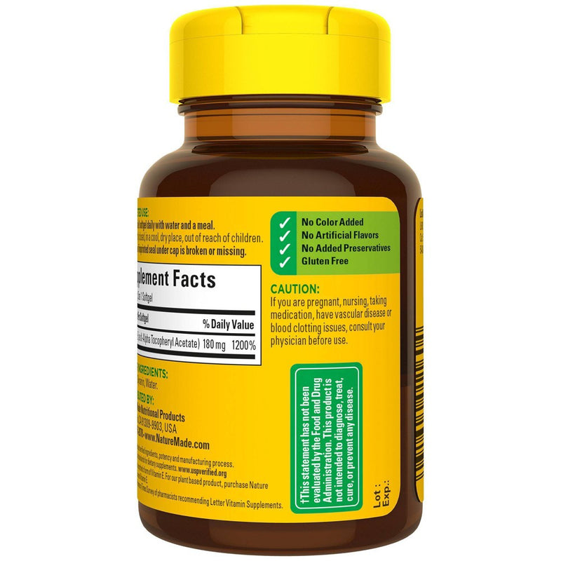 Nature Made Vitamin E 180mg (400 IU) dl-Alpha for Antioxidant Support Softgels - 100ct