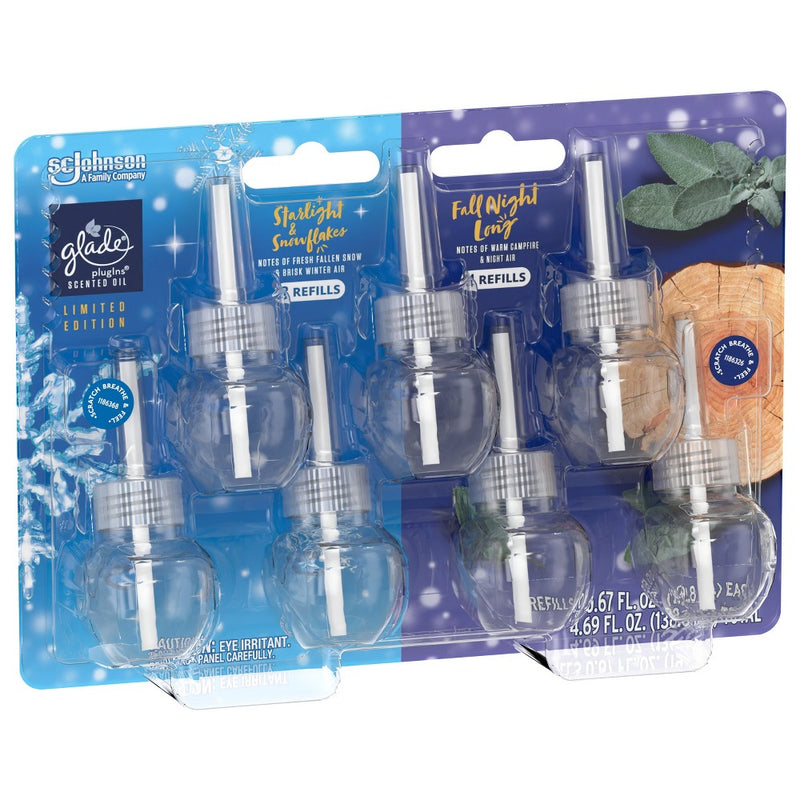 Glade PlugIns Scented Oil Air Freshener - Fall Night Long & Starlight & Snowflakes - 4.69oz/7pk