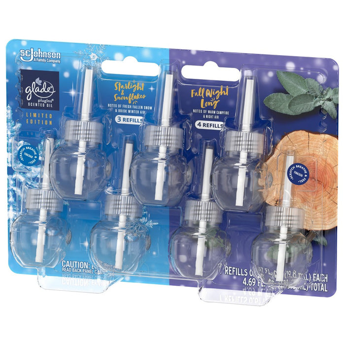 Glade PlugIns Scented Oil Air Freshener - Fall Night Long & Starlight & Snowflakes - 4.69oz/7pk