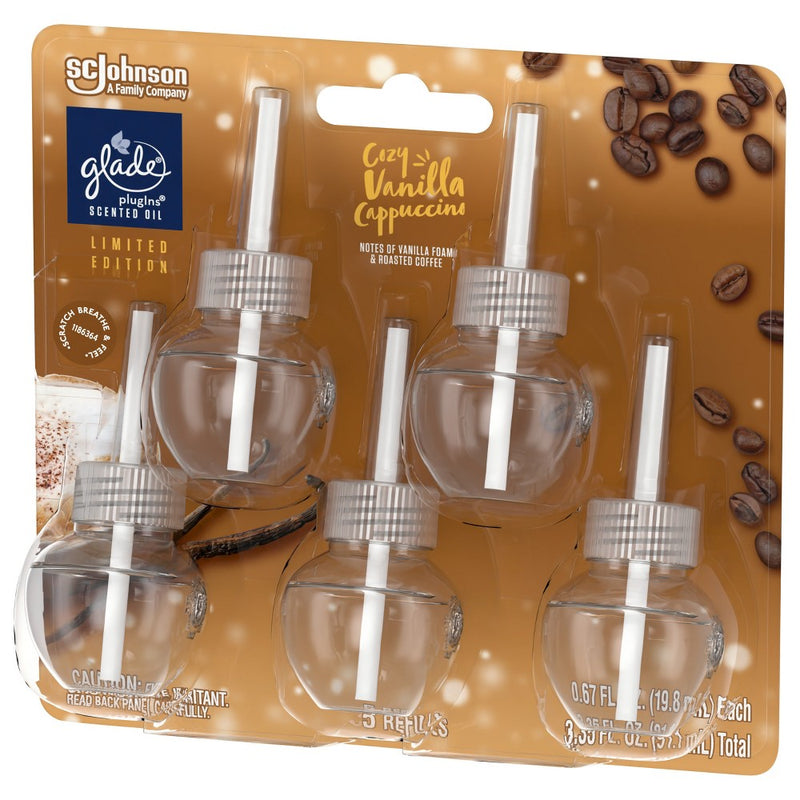 Glade PlugIns Scented Oil Air Freshener - Cozy Vanilla Cappuccino Refill - 3.35oz/5pk