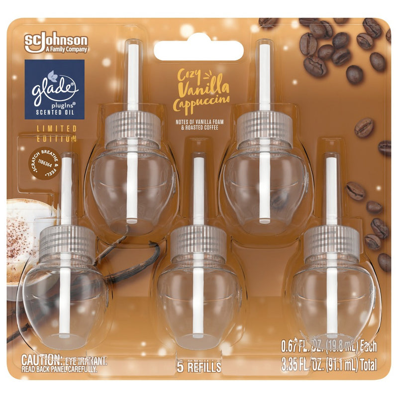 Glade PlugIns Scented Oil Air Freshener - Cozy Vanilla Cappuccino Refill - 3.35oz/5pk