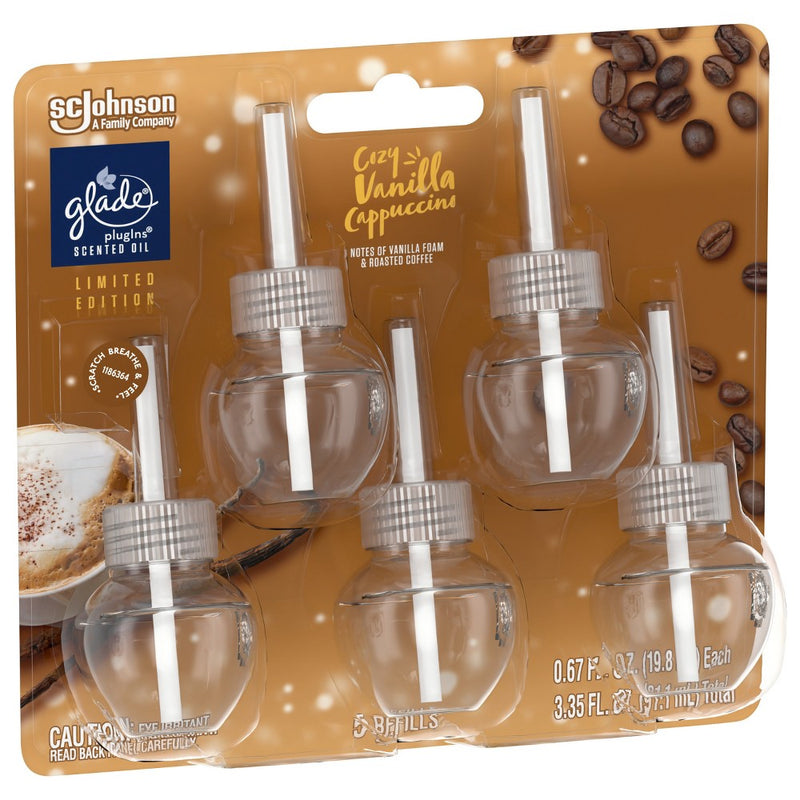 Glade PlugIns Scented Oil Air Freshener - Cozy Vanilla Cappuccino Refill - 3.35oz/5pk