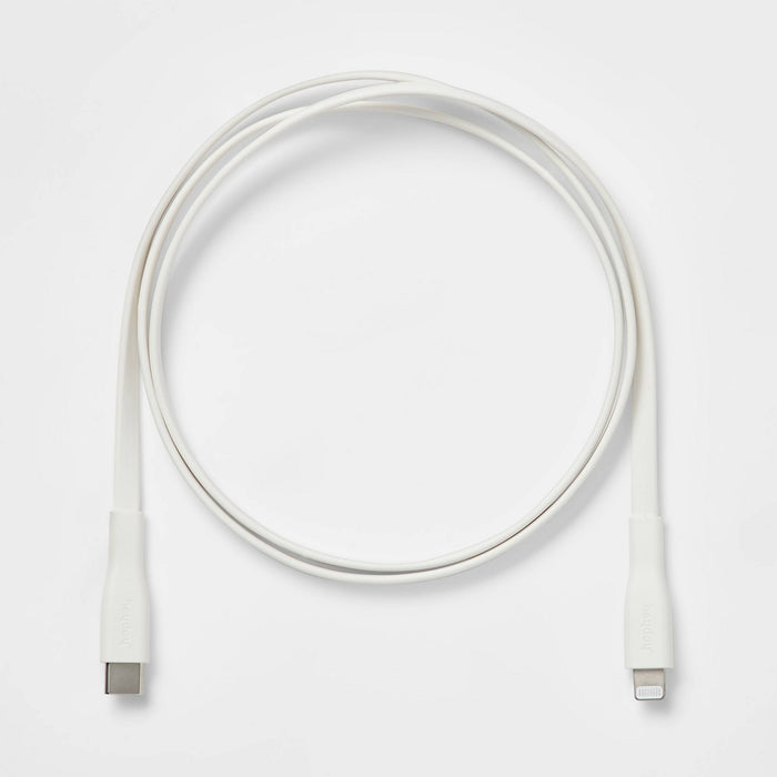 3' Lightning to USB-C Flat Cable - heyday Ivory White