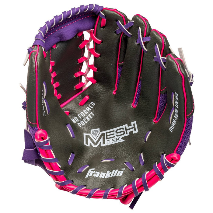 Franklin Sports 9.5'' Meshtek Glove with Ball - Purple/Pink