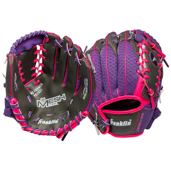Franklin Sports 9.5'' Meshtek Glove with Ball - Purple/Pink