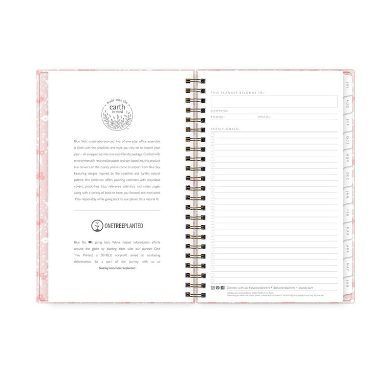 Blue Sky x One Tree Planted 2023-24 Academic Planner Clear Cover 5"x8" Weekly/Monthly Wirebound Maeve Pink